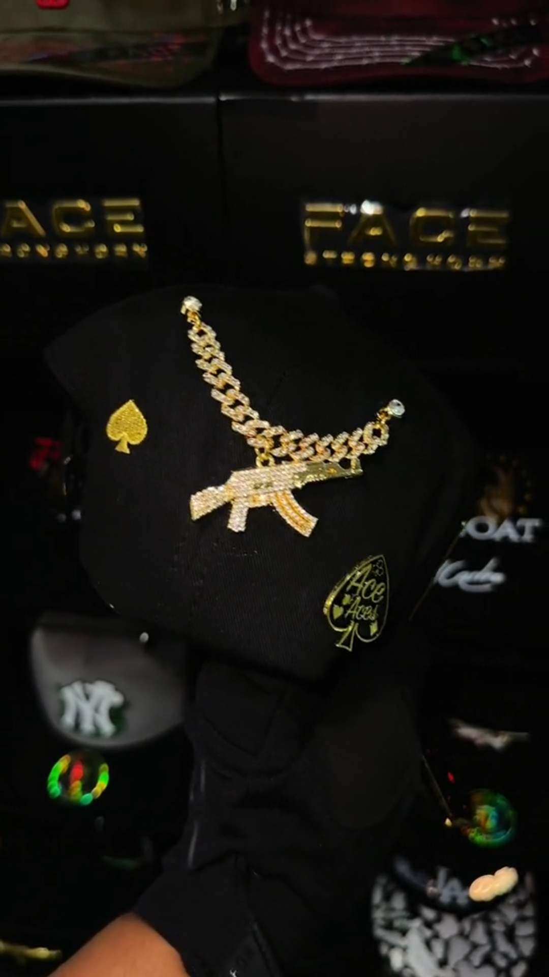 Poker Baseball Cap-Black/Gold