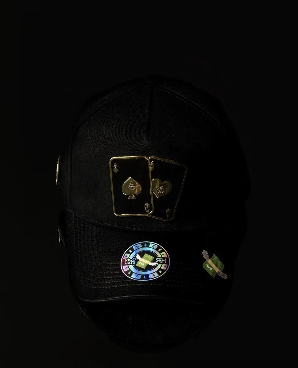 Poker Baseball Cap-Black/Gold