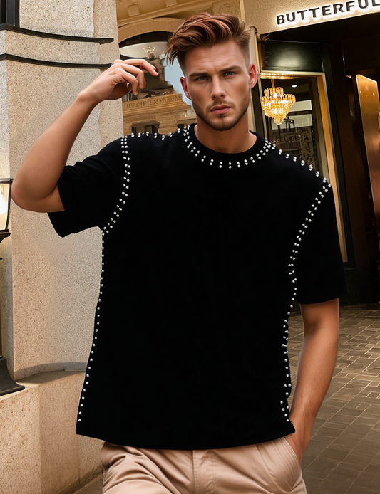 Men's Light Luxury Minimalist Rivet T-shirt