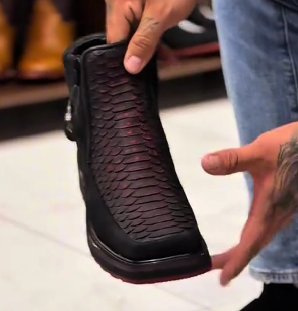 Men's Colorblock Python Leather Cowboy Boots