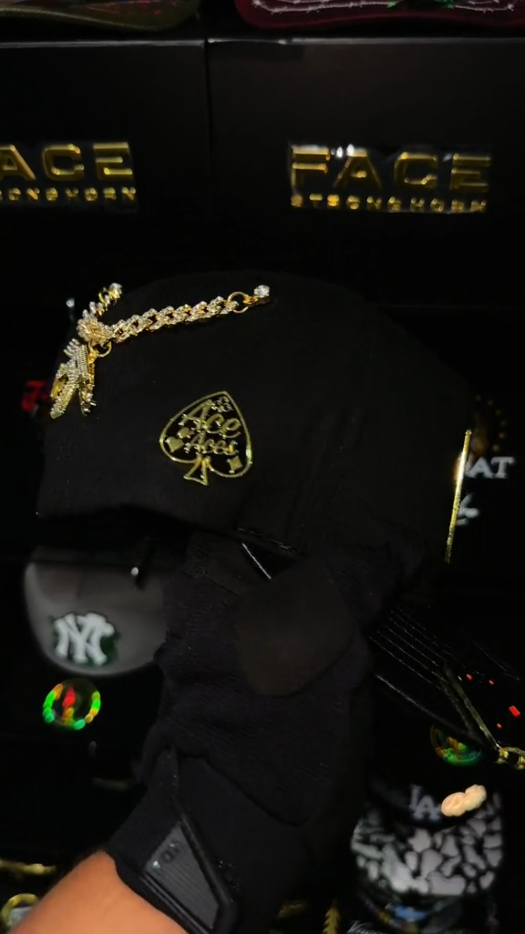 Poker Baseball Cap-Black/Gold